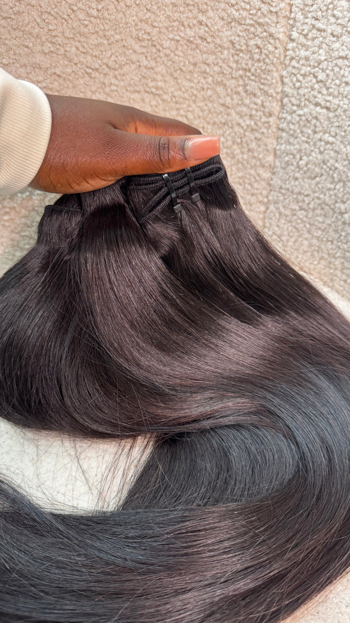 Raw Cambodian Straight Bundles (100g) – 100% Single-Donor Human Hair